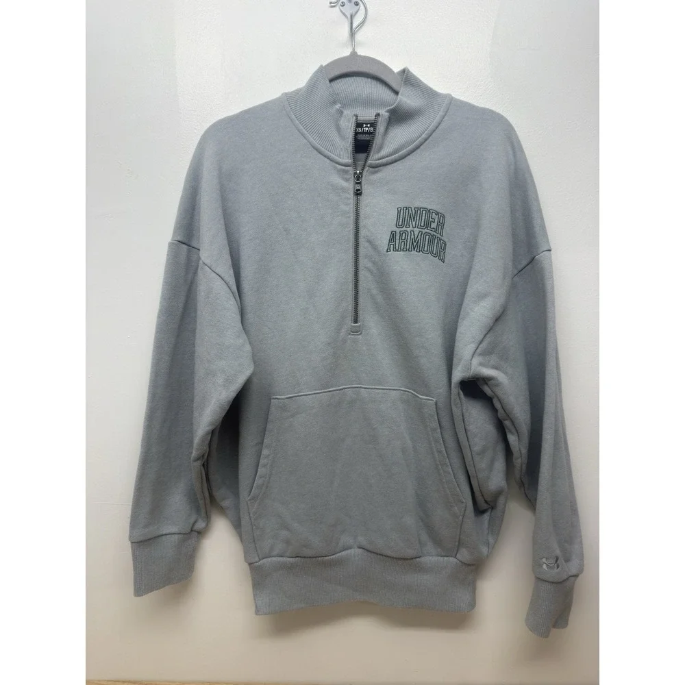Under Armor UA Icon 1/4 Zip Gray Oversized Half Zip, XS Women's #33